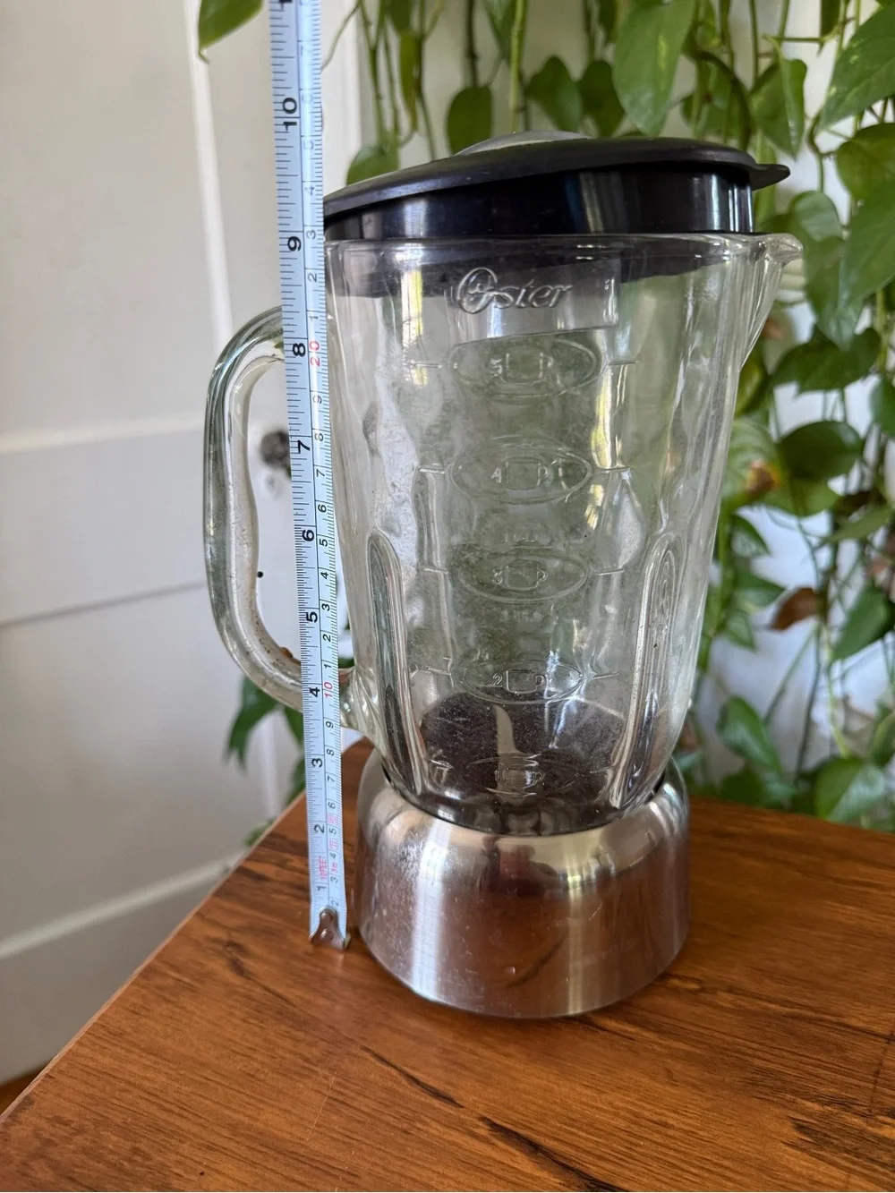 OSTER Glass Blender Pitcher with Black Lid and Stainless Base Replacement